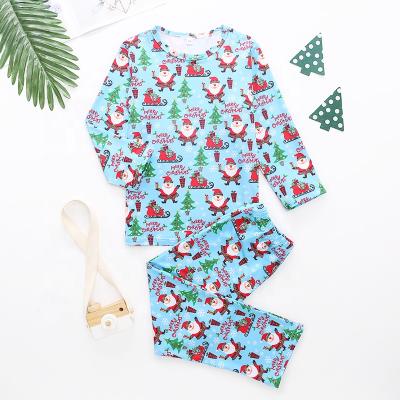 China Factory Wholesale Breathable Santa Claus Printing Boys Girls Pajamas Print Children's Cartoon Two-Piece Pajamas for sale