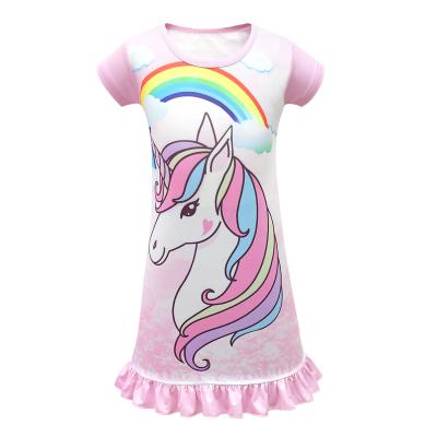 China In 2021 Summer Custom Made Newly Launched QUICK DRY Unicorn Print Cartoon Kids Nightdress for sale