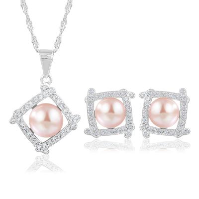 China Fashion Jewelry 2021 TRENDY Pearl Sets Female Open Ring Party Jewelry Set S925 Silver for sale