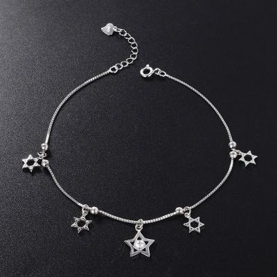 China CLASSIC Stars 925 Sterling Silver Anklet Accessories For Women Gold Anklets Designs for sale