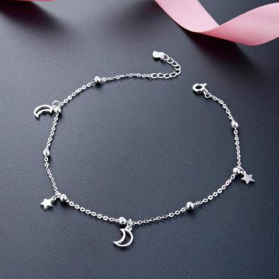 China CLASSIC Star and Moon Anklet Bracelet 925 Sterling Silver Accessories For Women for sale