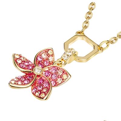 China Casual/Sporty Stylish Pink Initial Iced Out Butterfly Set Hot Sale Hexagonal Rhinestone Letter Crystal Necklace for sale