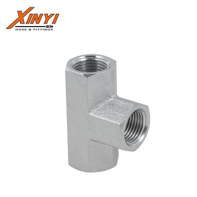 China Carbon Steel Stainless Steel NPT Female Tee Hydraulic Adapter for sale