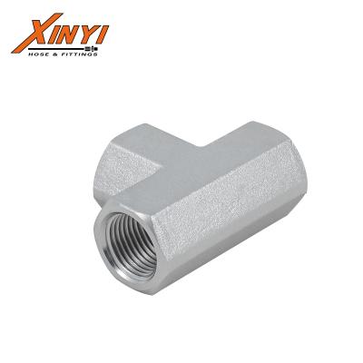 China Carbon Steel GN NPT Female Hydraulic Hose Adapter Female Hydraulic Stamped Hose Fittings Adapter Fixed Tee for sale