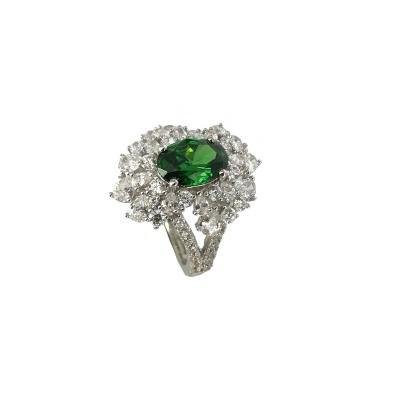 China TRENDY CLASSIC ELEGANT Dainty fine jewelry zircon ring luxury Oval  green ring 925 sterling silver/9k/14k/18k gold big stone ring for sale