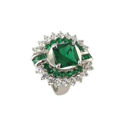 China TRENDY CLASSIC ELEGANT fashion jewelry dainty 925 sterling silver rings green Octagon cut zircon ring luxury ring 9k/14k/18k gold ring for sale