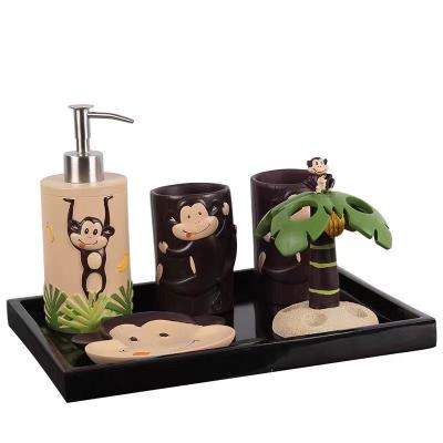 China China Viable Manufacturer Bath Accessories Set European Style The Monkey Forest Design Bathroom Accessories Set for sale