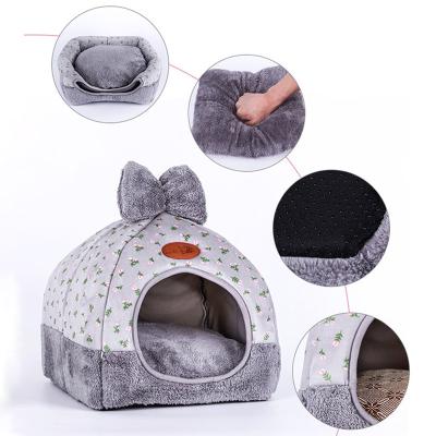 China Removable Cover Pet Supplies Removable Washable Small Foldable Summer Cat Litter Tent House Bed For Dogs Pet In Winter for sale