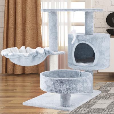 China Sustainable Multifunctional House Pink Plush Bed Small Cat Tower Tree Activity Center for sale