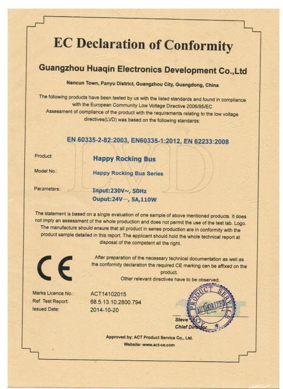 CE - Guangzhou Huaqin Playground Equipment Co., Ltd.