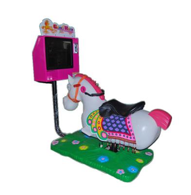 China Kiddie plastic coin operated ride equipment playground golden horse racing game machine for sale