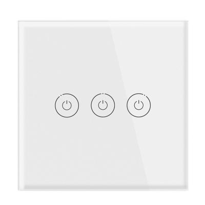 China Single Wire Fire Wall Switch Panel Hotel Villa Smart Home European Standard European Standard Home Type 86 Good Touch Tempered Glass for sale