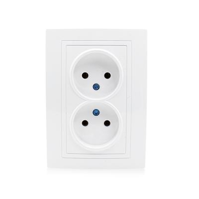 China Other European Standard European Standard Wall Outlet 16A 250V Double Flat Socket Double Socket CE Certification for sale