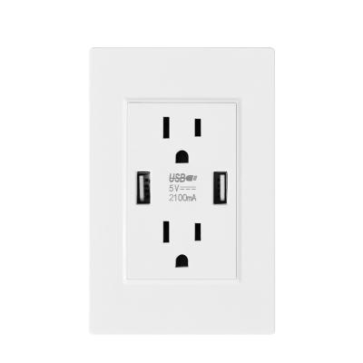 China Others 15 A 110 V to 250 V USA Standard with White USB Dual Panel Wall Power Outlet Supply Outlet Set for sale