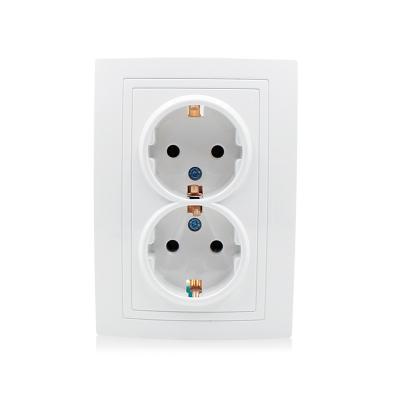 China Other European standard duplex German wall socket 16A 220V socket with ground phosphor bronze duplex German socket CE certification for sale