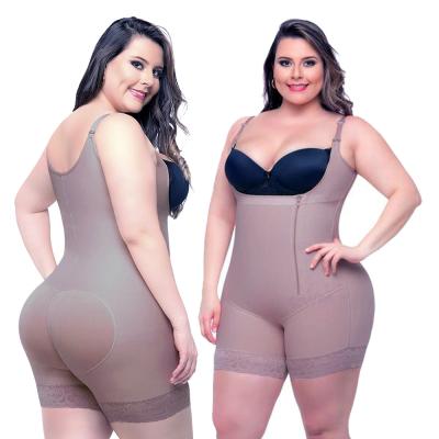 China Breathable Adjustable Side Zipper Shoulder Strap Compression Shapewear Tummy Control High Body Shaper for sale