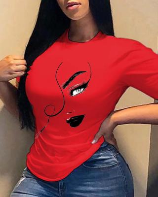 China Sexy Short Round Neck Sleeve T-shirt Women's Casual Round Neck Sleeve Print Anti-wrinkle Summer Girl Fashion Tops T-shirt Multicolor for sale