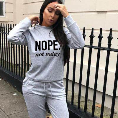 China 2021 New Arrival Letter Print Crewneck Sweatsuit Long Sleeve QUICK DRY Women Casual Two Piece Set Teams Tracksuit Jogger Sets for sale