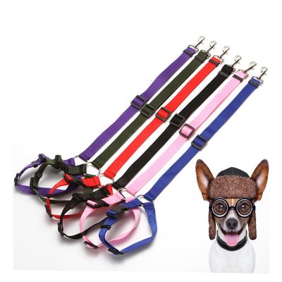 China Adjustable Nylon Cloth Dog Cat Safety Seat Belt Strap Dog Restraints Vehicle Seat Belts Harness Headrest Reflective Restraint Car for sale