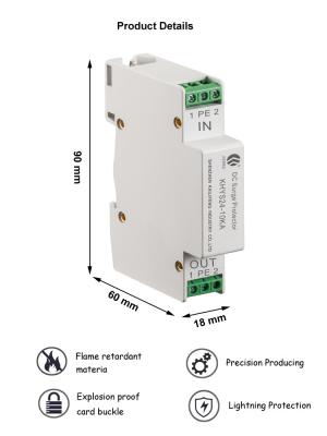 China Single Phase 2 Wires Dc Surge Protection Device Fire Resistant PBT 12V/24V/48V/110V/220V for sale