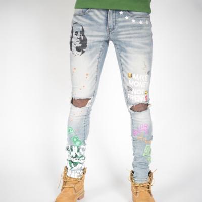 China OEM/ODM New Style QUICK DRY Jeans Mens Digital Printed Jeans Men's Puffy Jeans 2021 for sale