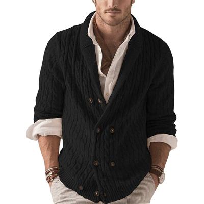 China Anti-wrinkle cardigan men's sweater 2021 autumn winter new solid color knitted coat men's sweater for sale