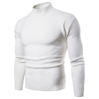 China 2021 Anti-wrinkle pullover men's loose sweater solid neck half high sweater for sale