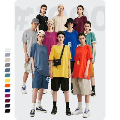 China Simple Casual Solid Color Anti-wrinkle 210g Cotton Men's And Women's High Quality Multicolor Cylinder Short Sleeve T-Shirt for sale