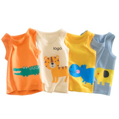 China Wholesale Children's Anti-Shrink Blank T-shirt Printed Sleeveless Top Children Boys Clothing 2021 Summer Children's Vest for sale