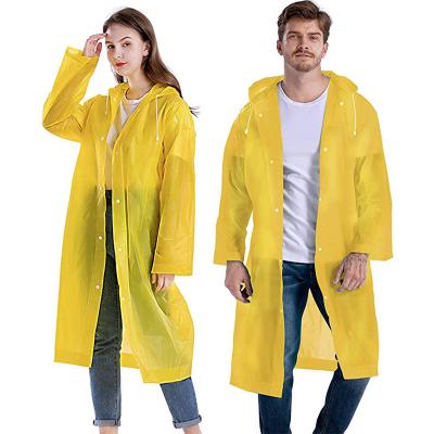 China Single Person Waterproof Rainwear Waterproof Translucent Rain Ponchos Long For Adults EVA Raincoats Jacket Women Men Reusable With Hood for sale