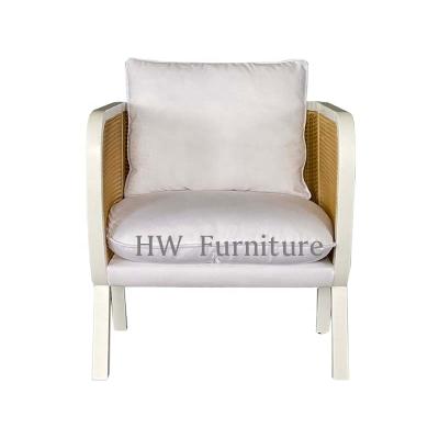 China Reclining Modern Farmhouse Bedroom Living Room Wooden Rattan Accent Chairs for sale