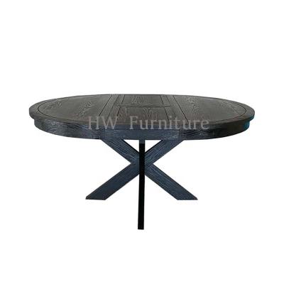 China Customized Size And Color New Products Customized Home Furniture / Solid Wood Black Extendable Table for sale