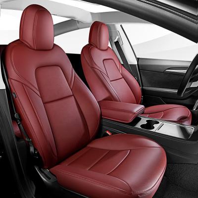 China Durable Waterproof Fully Wrapped Leather Car Cushion Protector For 2017-2021 Model 3 Car Seat Cover for sale