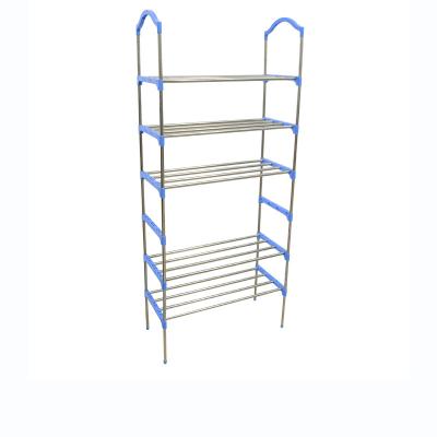 China New Hot Selling Simple Blue Multi-Layer Economical Storage Niche Design Shoe Rack (Height) Adjustable for sale