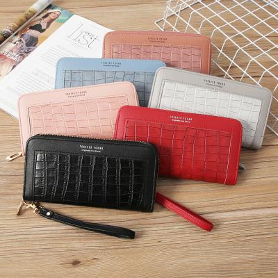 China Large Capacity Long Wallet Stone Grain Mezzanine Coin Waterproof Multiple Zipper Double Purse For Women for sale