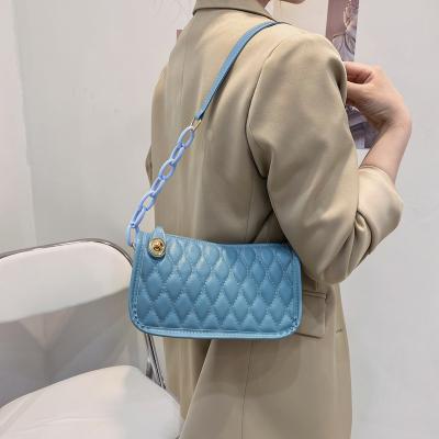 China High Quality Women Fashion Shoulder Bag Handbags Korean Chain Soft Shoulder Bag Diamond Armpit Bag for sale