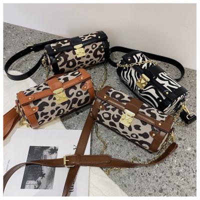 China New Korean High Quality Zebra Leopard Pattern Mini Pillow Bag Chain Cylinder Handbag for sale