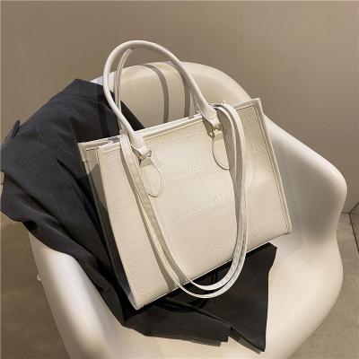 China High Quality Autumn Women Luxury Zipper Shoulder Tote Bag Solid Color Pu Leather Trim Simple Handbags for sale