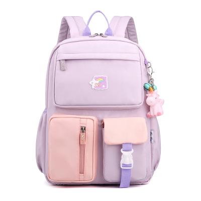 China Soft Multi-pocket Waterproof Nylon Backpack 31*15*41cm Macaron Three-color School Bags Custom Print Backpack For Girl for sale