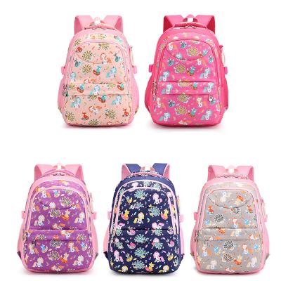 China Five-color waterproof nylon 30*43*15cm animal floral pattern child large capacity waterproof school bags backpack for girl for sale