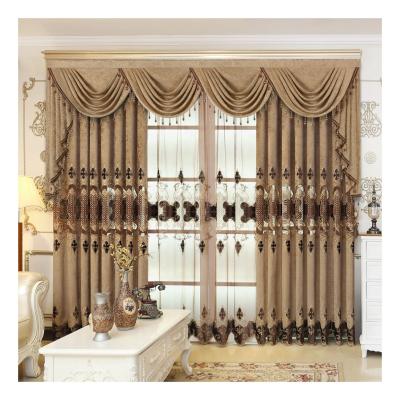 China Luxury Blackout Embroidery Curtains For Living Room With European Elegant Valance Drapes Window Fabric for sale