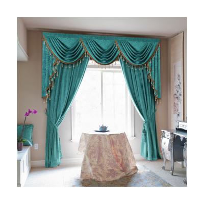 China Blackout European Turquoise Green Kitchen Bead Chenille Curtain Door Drapes For Wedding Decoration for sale