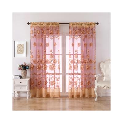 China European Luxury Interior Decoration Semi Sheer Burnout Fabric Curtains Red Voile For Living Room Window for sale