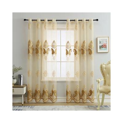 China Interior Decoration Fancy Stable Embroidered Running Veil And Sheer Curtains Tulle For Living Room Home Grommet for sale