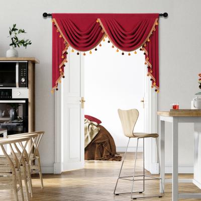 China Wholesale Blackout Designs Luxury Elegant Burgundy Red Velvet Fabric Curtains Valance For Living Room Bedroom for sale