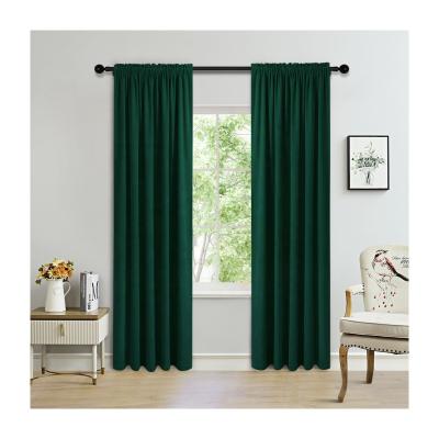 China Blackout Theater Blackout Curtains Dark Green Velvet For Living Room Home Walls Luxury Rod Pocket for sale