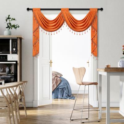 China Wholesale Custom Blackout China Blackout Window Chenille Curtain 100% Polyester Orange Valance For Luxury Living Room for sale