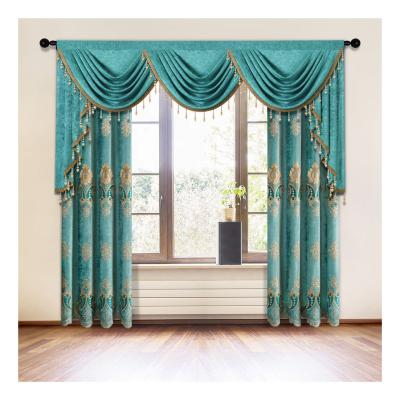 China Blackout Embroidery Beaded Valance Curtains European Elegant For Door Decoraciones Para Cumplea Turquoise Living Room Luxury Polyester for sale