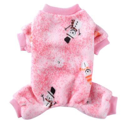 China Sustainable Custom Legged Pink Snowman Christmas Dog Fleece Clothes from Autumn Four for sale