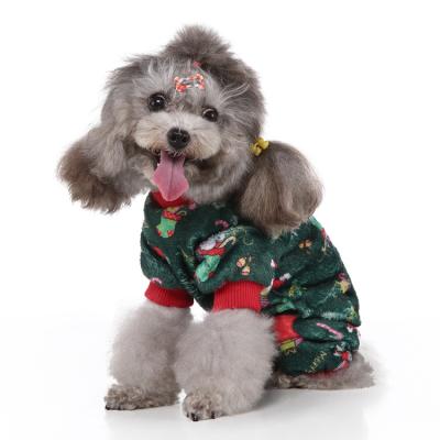 China Sustainable Hot Sale Autumn Four Legged Santa Claus Pet Hoodie Dog Green Clothes for sale